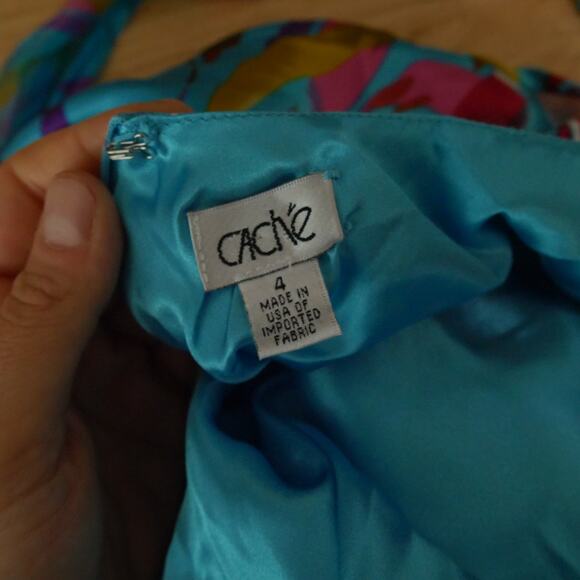 Vintage Cache Size 4 Gown Formal Maxi Dress Silk Y2K Fairy Hoco Glam Baddie Prom - Picture 14 of 16